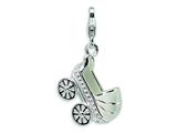 Amore LaVita™ Sterling Silver 3-D Enameled Baby Carriage w/Lobster Clasp Bracelet Charm style: QCC173