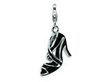 Amore LaVita™ Sterling Silver 3-D Enameled Black High Heel w/Lobster Clasp Bracelet Charm style: QCC202