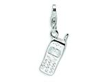 Amore LaVita™ Sterling Silver Polished Cell Phone w/Lobster Clasp Bracelet Charm style: QCC233
