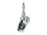 Amore LaVita™ Sterling Silver 3-D Enameled To Go Coffee Cup w/Lobster Clasp Bracelet Charm style: QCC281