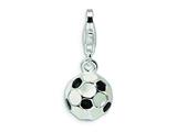 Amore LaVita™ Sterling Silver Enamel Miniature Soccer Ball  Lobster claasp for Charm Bracelet style: QCC299