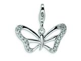 Amore LaVita™ Sterling Silver CZ Butterfly w/Lobster Clasp Bracelet Charm style: QCC378