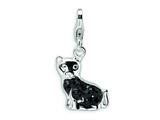 Amore LaVita™ Sterling Silver Cat w/ Fancy w/Lobster Clasp Bracelet Charm style: QCC388