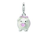 Amore LaVita™ Sterling Silver 3-D Enameled Pig w/Lobster Clasp Bracelet Charm style: QCC394