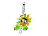 Amore LaVita™ Sterling Silver 3-D Enameled Sunflower w/Lobster Clasp Bracelet Charm style: QCC400