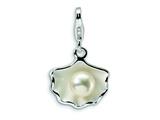 Amore LaVita™ Sterling Silver 3-D Enameled Shell FW Cultured Pearl w/Lobster Clasp Bracelet Charm style: QCC421