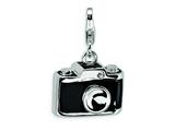 Amore LaVita™ Sterling Silver 3-D Enameled Swarovski Crystal Camera w/Lobster Clasp Bracelet Charm style: QCC437