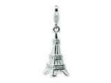 Amore LaVita™ Sterling Silver 3-D Enameled Swarovski Crystal Eiffel Tower w/Lobster Clasp for Charm Bracelet style: QCC448