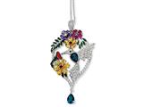 Cheryl M™ Sterling Silver Enameled CZ and Simulated Gemstones Hummingbird 18in Necklace style: QCM607