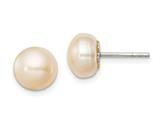 FJC Finejewelers Sterling Silver Peach Cultured Pearl Button Earrings style: QE2027