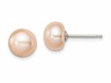 FJC Finejewelers Sterling Silver Peach Cultured Pearl Button Earrings style: QE2028