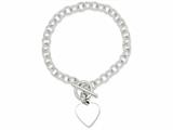 <b>Engravable</b> FJC Finejewelers Sterling Silver Polished Heart Charm Bracelet style: QG3283