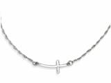 FJC Finejewelers Sterling Silver Small Sideways Curved Cross 18 inch Necklace style: QG3462
