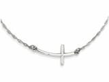 FJC Finejewelers Sterling Silver Large Sideways Curved Cross Necklace style: QG3464