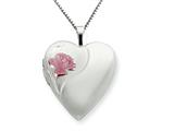 FJC Finejewelers 925 Sterling Silver 20mm with Enameled Rose Heart Locket Necklace - Chain Included style: QLS240