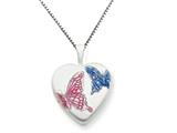 FJC Finejewelers 925 Sterling Silver 16mm Enameled Butterfly Heart Locket Necklace - Chain Included style: QLS256