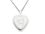 FJC Finejewelers 925 Sterling Silver 16mm Cat Heart Locket Necklace - Chain Included style: QLS257