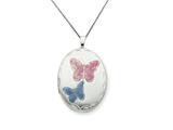 FJC Finejewelers 925 Sterling Silver 20mm Enameled Butterfly Oval Locket Necklace - Chain Included style: QLS262