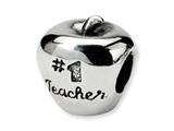 Reflections™ Sterling Silver #1 Teacher on Apple Bead / Charm style: QRS1657