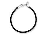 Reflections Sterling Silver Black Leather Lobster Clasp Bead Bracelet 7.50 inches style: QRS983-7.5