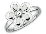 Stackable Expressions Sterling Silver Polished White Enameled Flower Stackable Ring style: QSK124