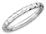 Stackable Expressions Sterling Silver Rhodium Hammered Stackable Ring style: QSK223
