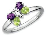 Stackable Expressions Sterling Silver Amethyst and Peridot Butterfly Stackable Ring style: QSK328