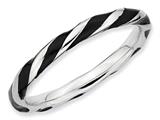 Stackable Expressions Sterling Silver Twisted Black Enameled Stackable Ring style: QSK554
