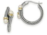 FJC Finejewelers Sterling Silver W/ 14k 4mm Freshwater Cultured Pearl Hoop Earrings style: QTC1195
