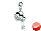 Amore LaVita™ Sterling Silver CZ Heart and Key w/Lobster Clasp Bracelet Charm style: QCC124