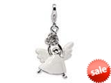 Amore LaVita™ Sterling Silver 3-D Enameled Swarovski Crystal Angel w/Lobster Clasp Bracelet Charm style: QCC533