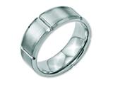 <b>Engravable</b> Chisel Stainless Steel Beveled Edge Grooved 8mm Brushed/polished Wedding Band style: SR108