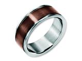 <b>Engravable</b> Chisel Stainless Steel 8mm Brown Ip-plated Brushed and Polished Wedding Band style: SR157