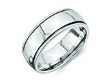 <b>Engravable</b> Chisel Stainless Steel Grooved And Beaded 8mm Polished Wedding Band style: SR254