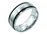 <b>Engravable</b> Chisel Stainless Steel Black Rubber 8mm Brushed Wedding Band style: SR27