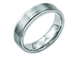 <b>Engravable</b> Chisel Stainless Steel Ridged Edge 6mm Brushed And Polished Wedding Band style: SR32