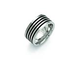 <b>Engravable</b> Chisel Stainless Steel Brushed Black Rubber 10.00mm Ring style: SR391