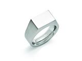 <b>Engravable</b> Chisel Stainless Steel Polished And Brushed Signet Ring style: SR392