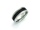 <b>Engravable</b> Chisel Stainless Steel Polished Grooved/genuine Stingray Textured  8mm Ring style: SR399
