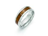 <b>Engravable</b> Chisel Stainless Steel Polished Wood Inlay Enameled 8.00mm Ring style: SR400