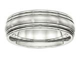 Chisel Stainless Steel Brushed And Polished Ridged 7.00mm Wedding Band style: SR510