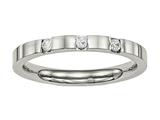 Chisel Stainless Steel Polished 3 Stone CZ 2.50mm Wedding Band style: SR515