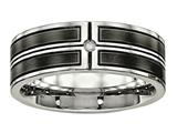 Chisel Stainless Steel Brushed And Polished Black Ip Plated CZ Wedding Band style: SR549