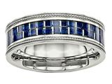 <b>Engravable</b> Chisel Stainless Steel Polished W/ Blue Carbon Fiber Textured Edge Ring style: SR578