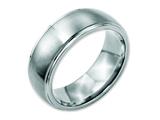 <b>Engravable</b> Chisel Stainless Steel Ridged Edge 8mm Brushed And Polished Wedding Band style: SR86