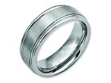 <b>Engravable</b> Chisel Stainless Steel Ridged Edge 8mm Brushed And Polished Wedding Band style: SR90
