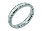 <b>Engravable</b> Chisel Stainless Steel Grooved And Beaded 4mm Polished Wedding Band style: SR97