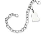 <b>Engravable</b> Chisel Stainless Steel Heart Charm 8in Bracelet style: SRB7888