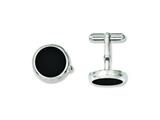 <b>Engravable</b> Chisel Stainless Steel Black Ip-plated Circle Cuff Links style: SRC221