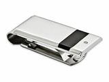 <b>Engravable</b> Chisel Stainless Steel Polished Black Rubber And CZ Money Clip style: SRM138